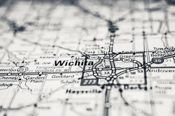 Wichita Usa Mapa Fondo Viaje — Foto de Stock