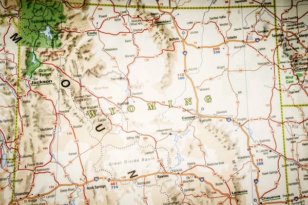 Wyoming Estado Mapa —  Fotos de Stock