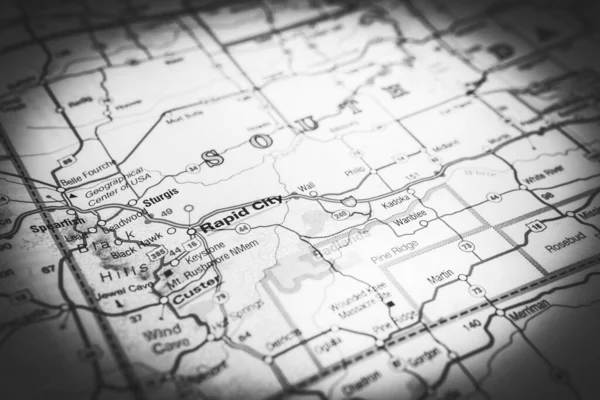 Stato Del Dakota Del Sud Sulla Mappa — Foto Stock