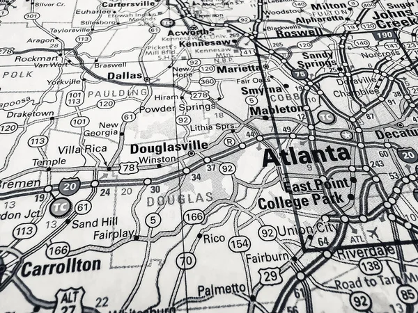 Atlanta Mapě Usa — Stock fotografie