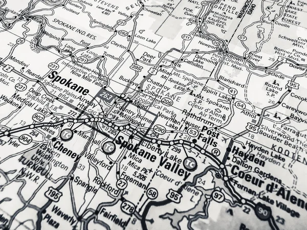Spokane Mapa Dos Eua — Fotografia de Stock