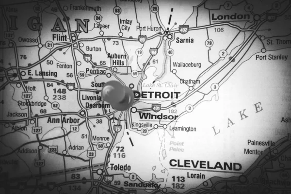 Detroit on USA map