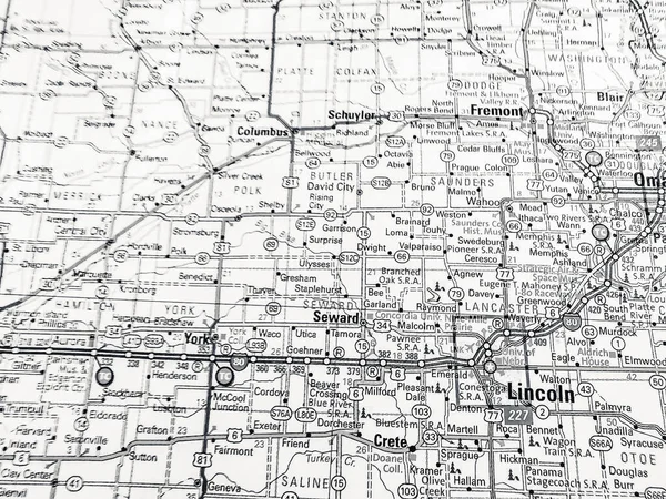 Lincoln Mapě Usa — Stock fotografie