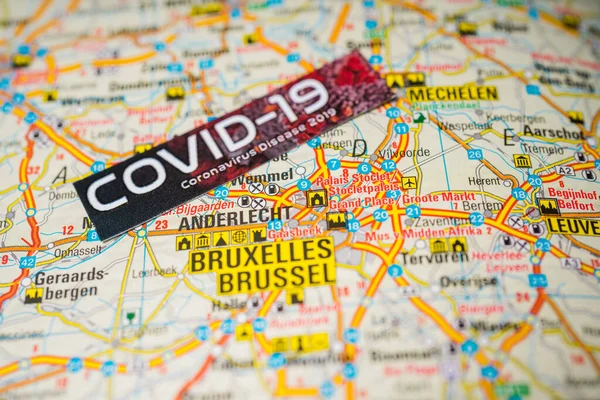 ブリュッセルコロナウイルスCovid 19検疫の背景 — ストック写真