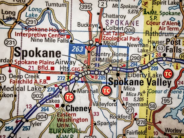 Spokane Mapie Usa — Zdjęcie stockowe