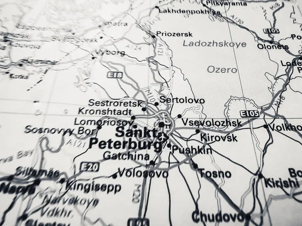 Sankt Peterburg Sobre Mapa Europa — Fotografia de Stock