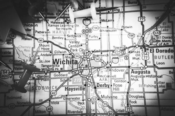 Wichita Usa Mapa Fondo Viaje — Foto de Stock