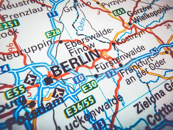 Berlin on a road map of Europe