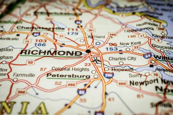 Richmond Mapa Fondo Viaje — Foto de Stock