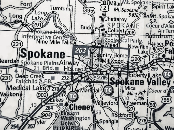 Spokane Mapie Usa — Zdjęcie stockowe