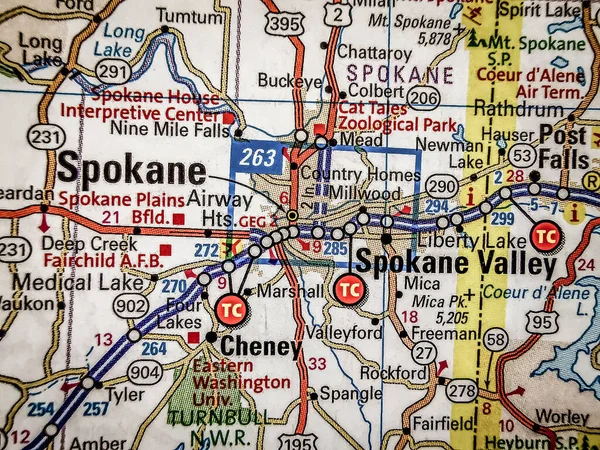 Spokane Mapie Usa — Zdjęcie stockowe