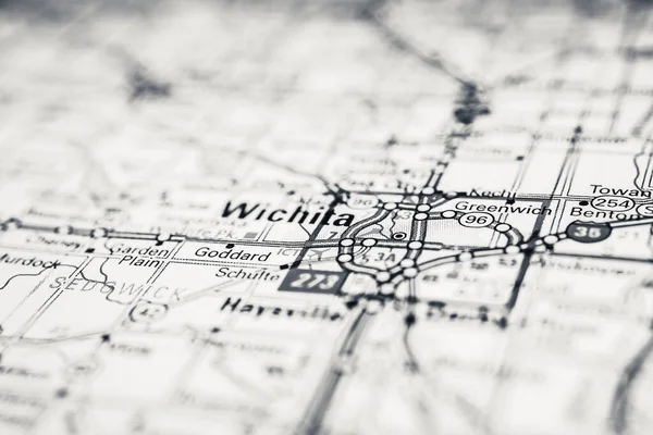 Wichita Usa Mapa Fondo Viaje — Foto de Stock