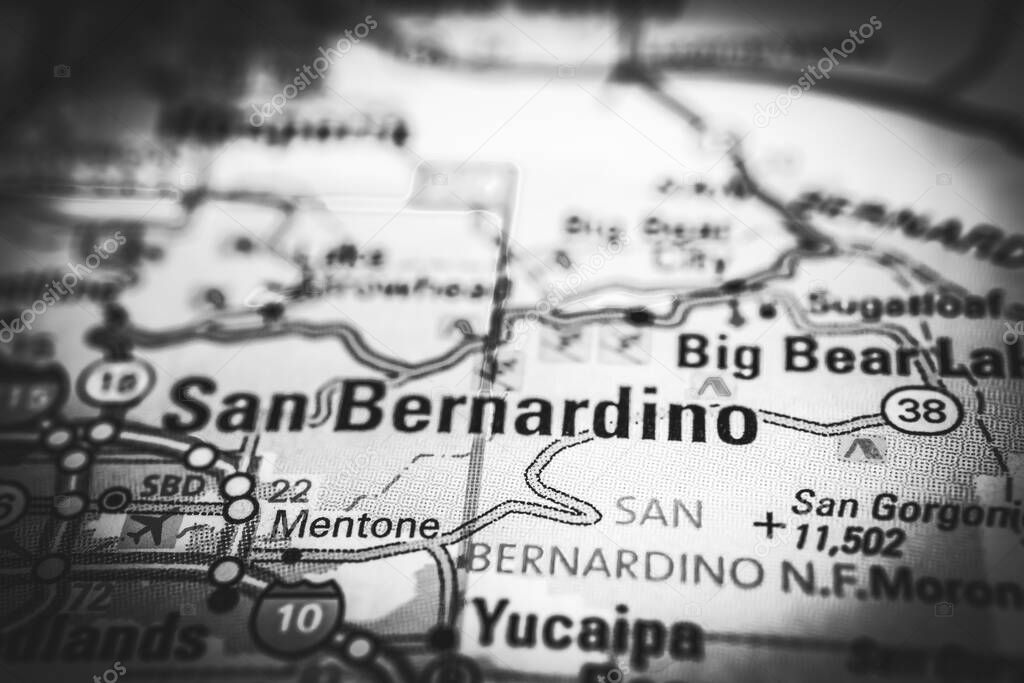 San Bernardino USA map travel background