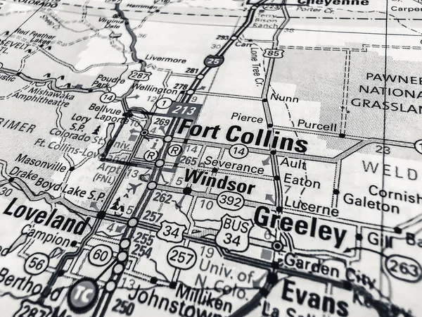 Fort Collins Verenigde Staten Kaart Achtergrond — Stockfoto