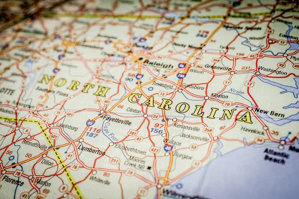 地图旅行背景下的北卡罗莱纳州 — 图库照片