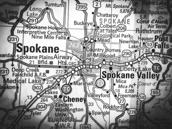 Spokane Mapie Usa — Zdjęcie stockowe