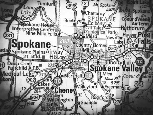 Spokane Mapie Usa — Zdjęcie stockowe