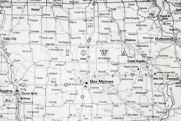 Haritada Iowa Durumu — Stok fotoğraf