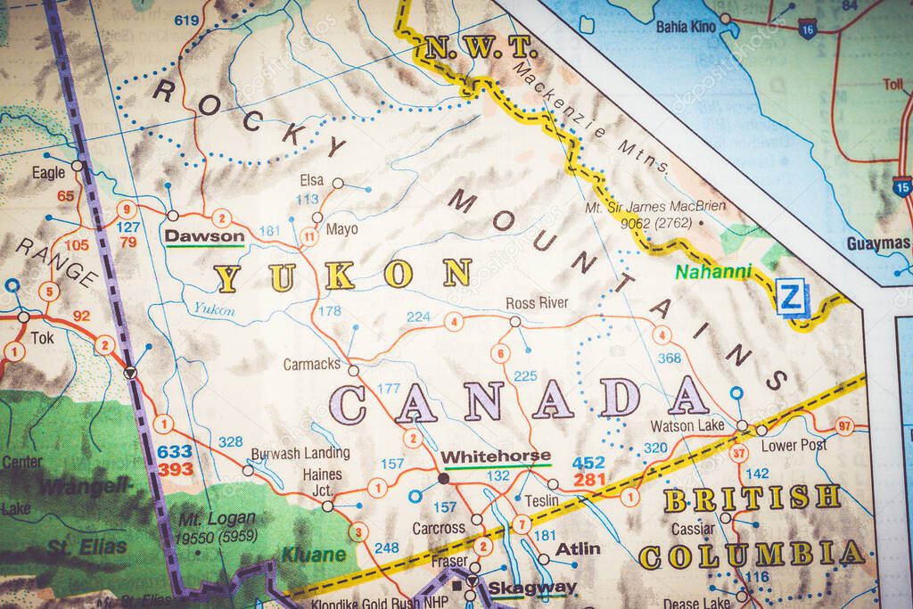 Yukon on Canada map background