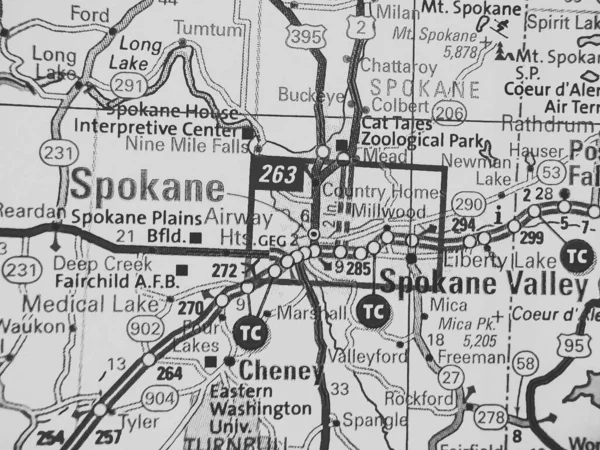 Spokane Mapie Usa — Zdjęcie stockowe