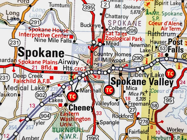 Spokane Mapie Usa — Zdjęcie stockowe