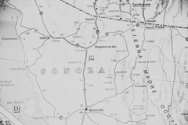 Sonora México Mapa Fondo Viaje —  Fotos de Stock