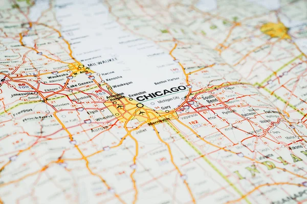 マップ上のシカゴ — ストック写真