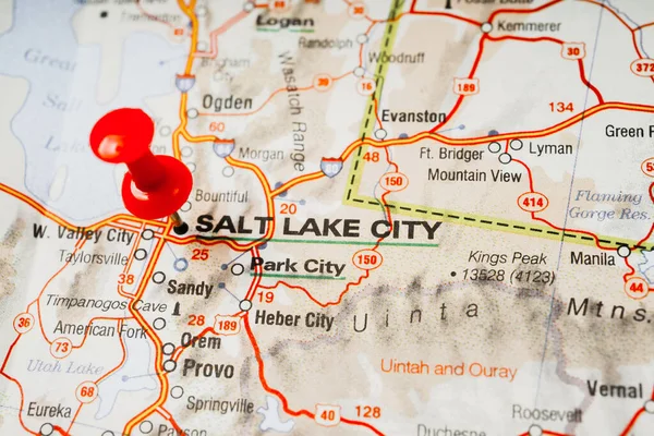 Salt Lake City Στο Χάρτη — Φωτογραφία Αρχείου