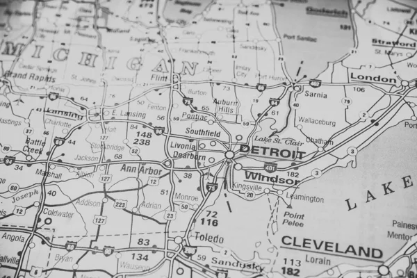 Detroit Interaktív Térképen — Stock Fotó