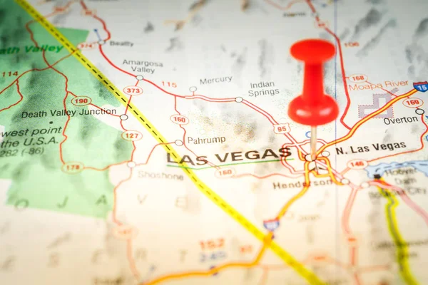 Las Vegas Sullo Sfondo Della Mappa Degli Stati Uniti — Foto Stock