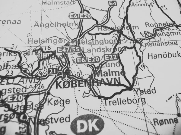 Kobenhavn Sur Une Feuille Route Europe — Photo