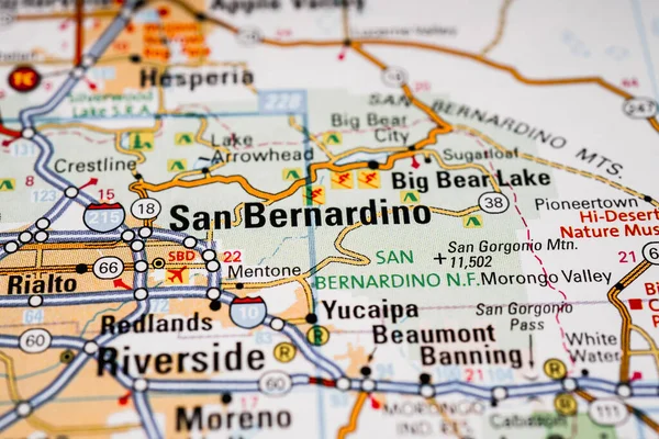 San Bernardino Estados Unidos Mapa Viagens Fundo — Fotografia de Stock