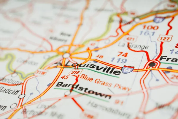 Loisville on usa map background