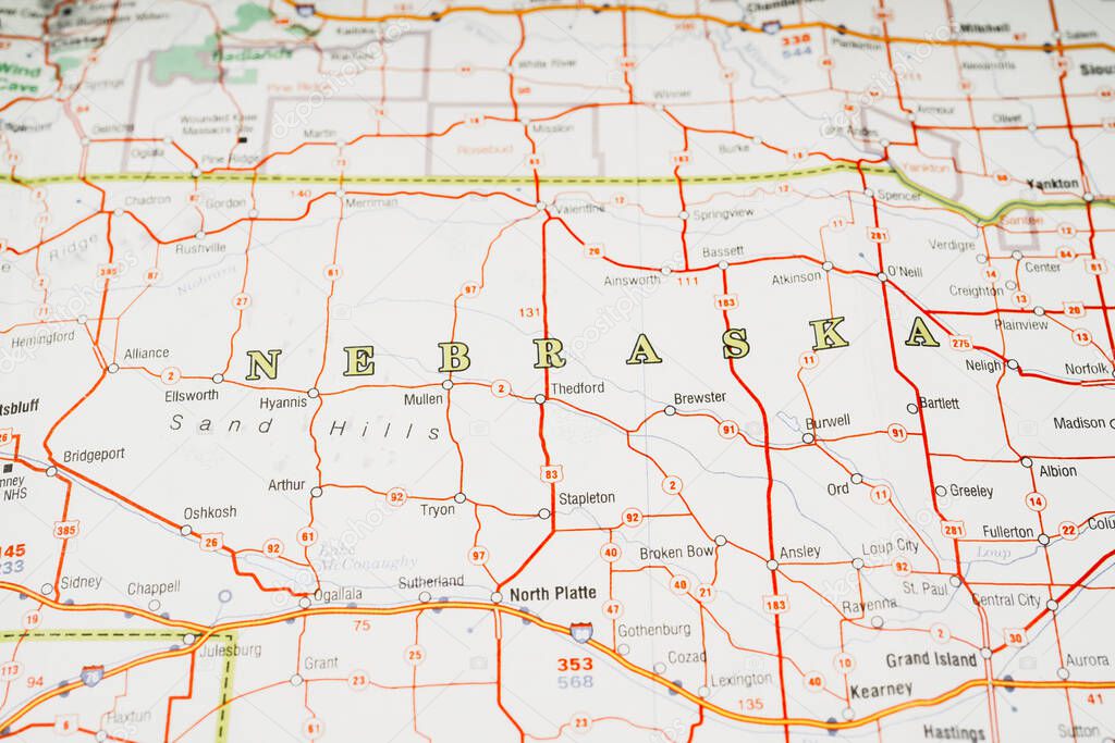 Nebraska state on the map