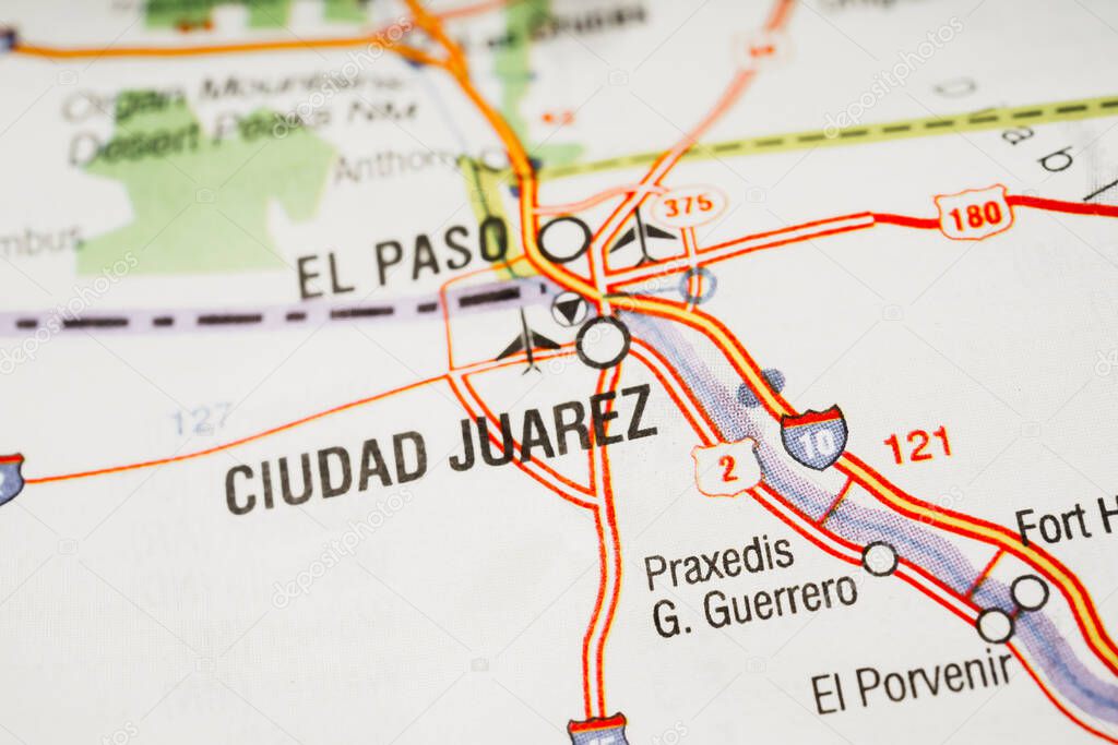 El Paso Mexico map background