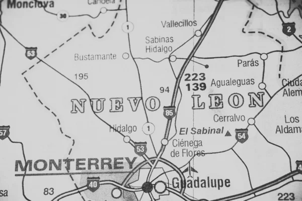 Monterrey Usa Térképen Utazási Háttér — Stock Fotó