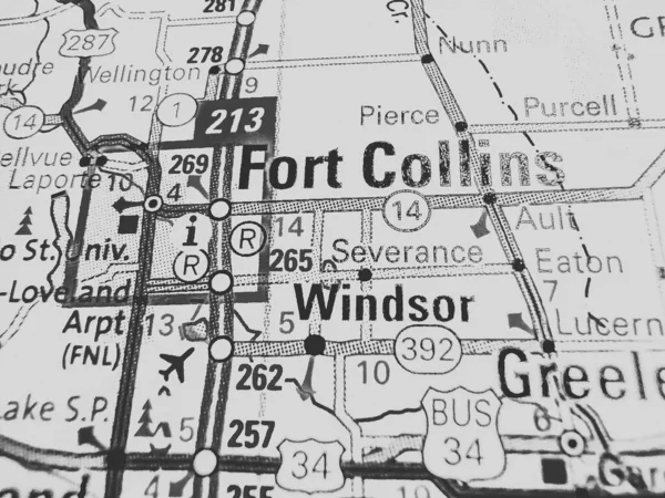Fort Collins Usa Karta Bakgrund — Stockfoto