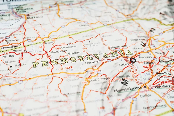 Pensylvania Delstat Usa Karta — Stockfoto
