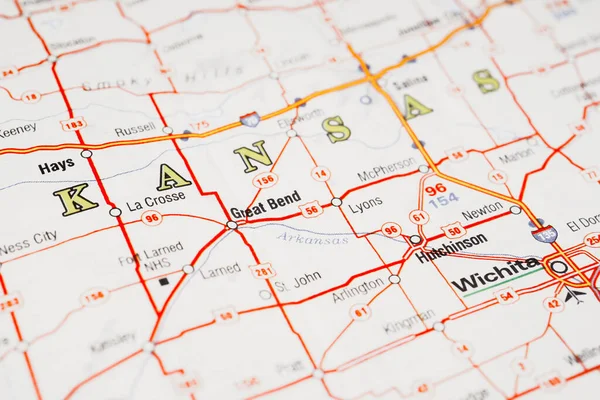 Карта Канзасу Сша — стокове фото