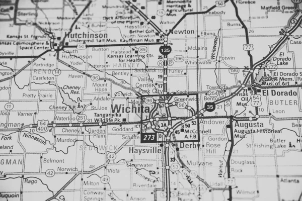 Wichita Usa Mapa Fondo Viaje —  Fotos de Stock