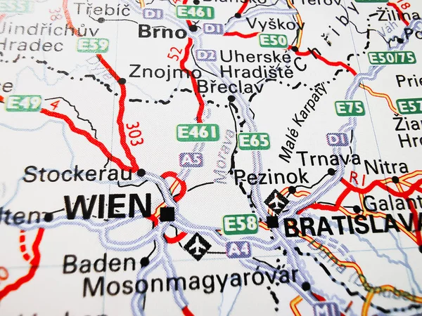 Wien Road Map Europe — Stockfoto