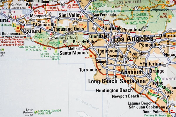 Los Angeles Usa Mapa Fondo Viaje —  Fotos de Stock