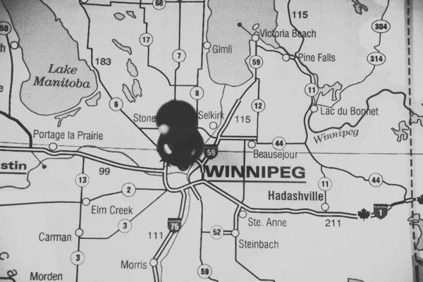 Winnipeg Sulla Mappa — Foto Stock