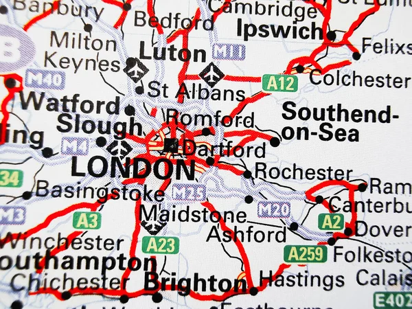 London Auf Einer Europäischen Straßenkarte — Stockfoto