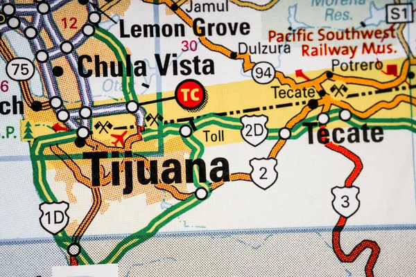 Tijuana Usa Map Travel Background — Stockfoto