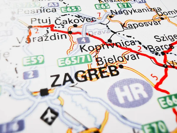 Zagreb on a road map of Europe