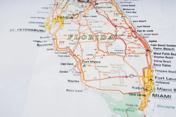 Florida state on USA map background