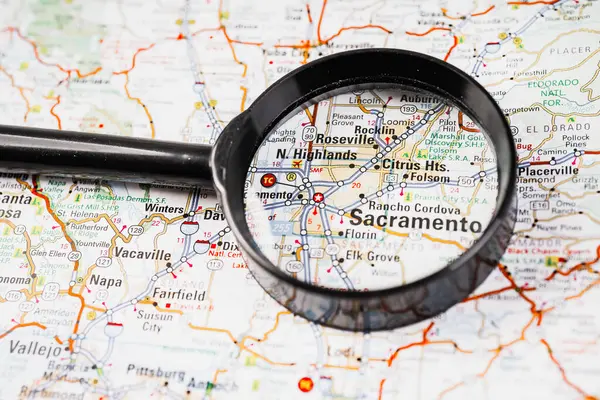 Sacramento Usa Karte Atlas Reisehintergrund — Stockfoto