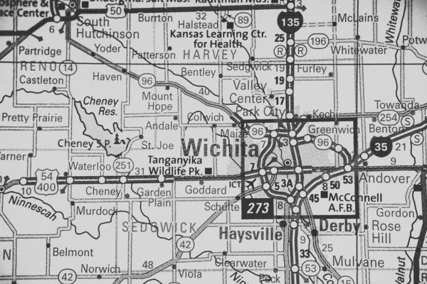 Wichita Usa Mapa Tło Podróży — Zdjęcie stockowe