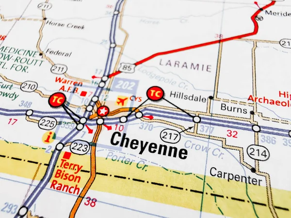 Cheyenne Usa Karta — Stockfoto